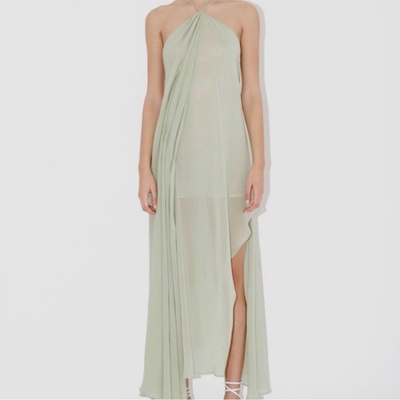 Jacquemus Light Green Asymmetrical Chiffon Dress Runway, size XS - Picture 8 of 8